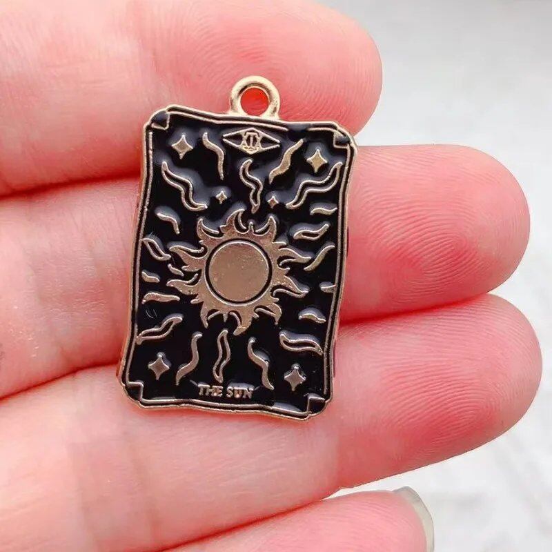 Set of 10 Tarot Card Charms, Magical Divination Craft Metal Charms Pendants for DIY Earrings, Bracelets, Jewelry Making, Handmade Crafts, Metal Color: Parallel Import