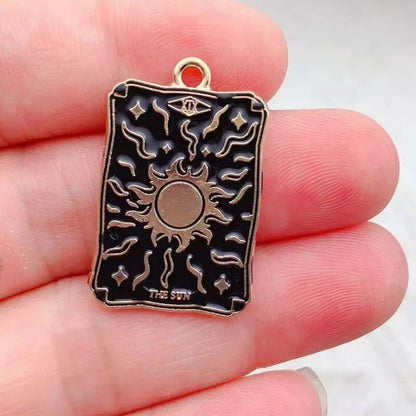 Set of 10 Tarot Card Charms, Magical Divination Craft Metal Charms Pendants for DIY Earrings, Bracelets, Jewelry Making, Handmade Crafts, Metal Color: Parallel Import