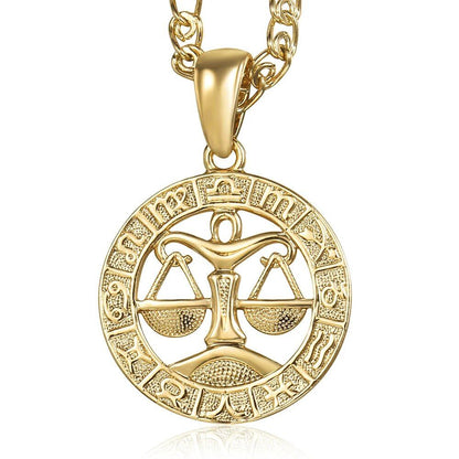 12 Zodiac Sign Charm Necklace, Gold, Snake Chain, 20 Inch, Christmas Gift, GP358, Parallel Import