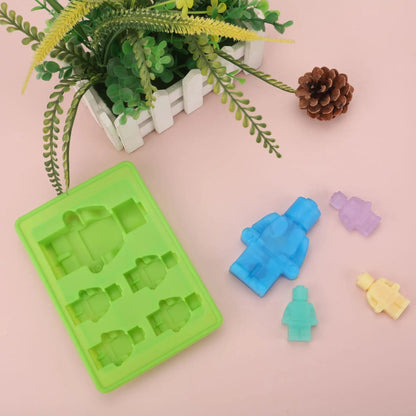 1/6-Piece Robot Ice Mold, Silicone Mold for Candy and Chocolate, Perfect for Kids' Parties and Baking, Minifigure Block Theme, Parallel Import