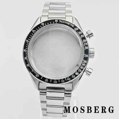 40mm Silver Watch Case with Stainless Steel Bezel for VK63, Parallel Import