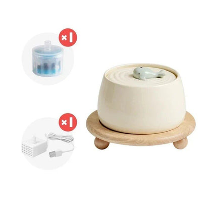 1.3L Ceramic Cat Water Dispenser, USB Rechargeable, Automatic Circulating Filter Pet Water Dispenser for Dog Food, Capacity: 1.3 Liters; Parallel Import