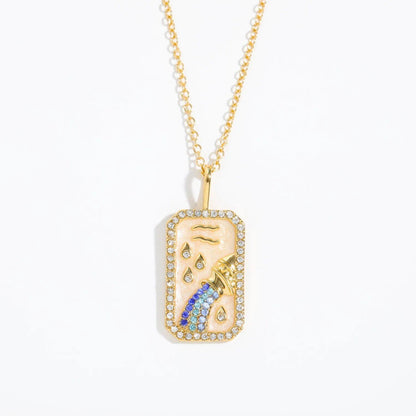 Vintage 12 Zodiac Signs Necklace for Women and Girls - Colorful Zircon Zodiac and Birthstone Necklace, Wedding Jewelry, Gift. Metal Color: ; Ships from: Parallel Import