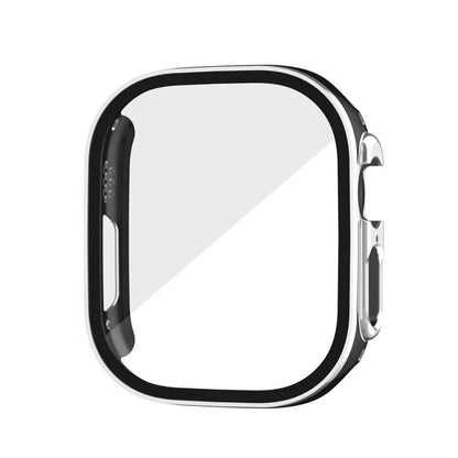 Tempered Glass Case for Apple Watch Ultra 2 (49mm), Screen Protector Frame Cover, Compatible with iWatch Ultra 49mm, Tempered Glass Protection, 49mm Accessories, Color: Black; Shipped from: Parallel Import