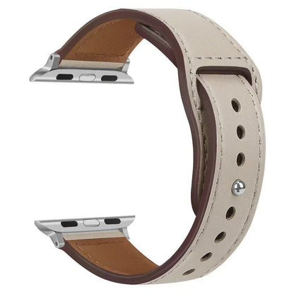 Leather Band for Apple Watch - Ultra 49mm/46mm, 44mm/40mm, 38mm/42mm, Sport Bracelet for iWatch Series 10/9/8/7/SE/6/5/3, 41mm/45mm Models, Band Color: Parallel Import