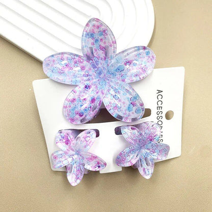 3個セット かわいいフラワーシャークヘアクリップ ヘアピン バレッタ 女性用 おしゃれヘアアクセサリー ウェディング小物 ギフト カラー：3セット 並行輸入品