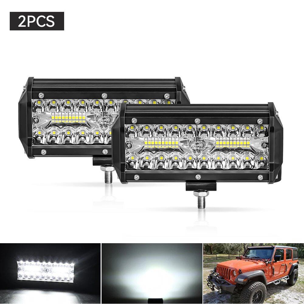 1/2 7-inch Bar Light, 4-Row Work Light, Combo Beam, Off-Road, Boat, Car, Tractor, Truck, 4x4, SUV, 12V/24V, Color: Parallel Import