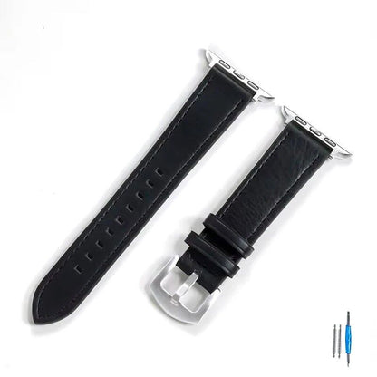 Calf Leather Strap for Apple Watch - Compatible with iWatch Series 8/7/6/5/4/3/SE, 49mm, 44mm, 45mm, 42mm, 40mm, and 41mm Bands, Unisex, Imported