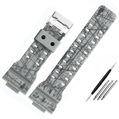 Convex Silicone Watch Strap for Casio GA-900, GA-900C, and GA-800. Waterproof Resin Silicone Sport Strap, 16mm Band Color: 16mm Band Width. Parallel Import.