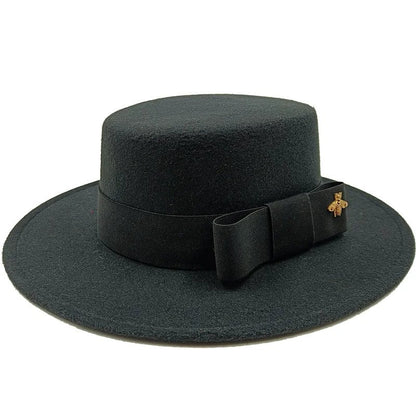 Winter Bowtie Fedora Hat with Textured Surface, Flat Top, and Elastic Band. Red. Men's and Women's Jazz Hat. Sizes: 56-58cm. Ships from: Parallel Import.