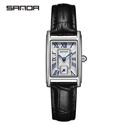 SANDA 1116 New Fashion 2024 Elegant Design Rectangular Dial Waterproof Quartz Analog Wristwatch for Women, Color: P1116; Customization Unavailable, Parallel Import