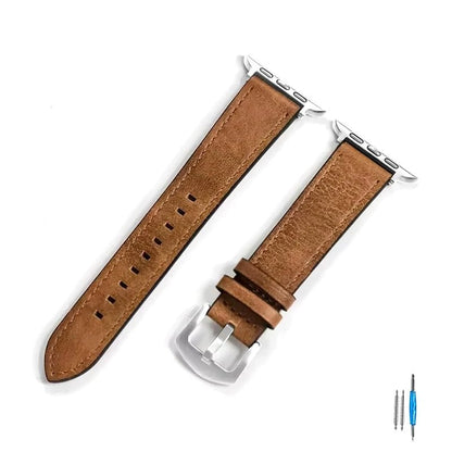 Calf Leather Strap for Apple Watch - Compatible with iWatch Series 8/7/6/5/4/3/SE, 49mm, 44mm, 45mm, 42mm, 40mm, and 41mm Bands, Unisex, Imported