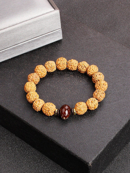 12mm Vajra Bodhi Rudraksha Bracelet with Red Tiger Eye and Aquamarine (Protection, Courage, Calmness, Mental Energy, Harmony) Length: 12mm (Parallel Import)