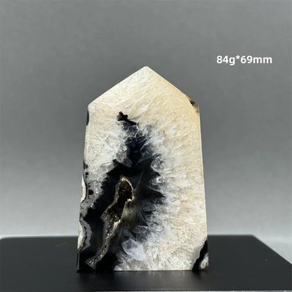 Natural Black Agate Gid Obelisk Wand for Healing, Aura, Meditation, Spiritual Energy, Feng Shui, Altar, Home Decor, Ornaments, Color: Parallel Import