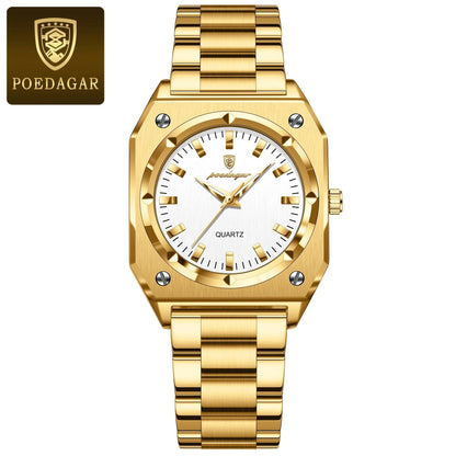 POEDAGAR Luxury Elegant Square Women's Watch, Waterproof, Luminous, Stainless Steel Quartz Movement, Gift Box Included, Color: 788, Parallel Import