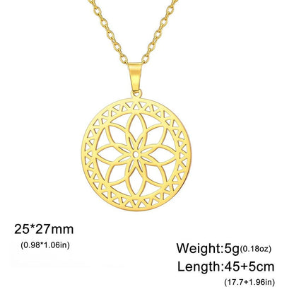 Dawapara Sacred Geometry Merkaba Necklace, Star Tetrahedron, Hexagon, Seed of Life Pendant, Stainless Steel, Spiritual Jewelry, Metal Color: Parallel Import