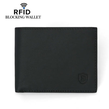 RFIDブロック機能付き 薄型レザー財布 コインポケットあり スリム メンズ ソリッドブラック クレジットカードホルダー 短銭入れ 本革 色：ブラック 並行輸入品RFIDブロック機能付き 薄型レザー財布 コインポケットあり スリム メンズ ソリッドブラック クレジットカードホルダー 短銭入れ 本革 色：ブラック 並行輸入品