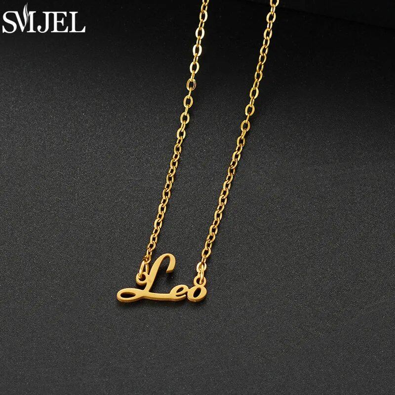 12 Zodiac Signs Jewelry Stainless Steel Zodiac Letter Necklace Aries, Leo, Taurus, Gemini, Aquarius Horoscope Christmas Gift Color: 45cm Length; Main Stone Color: Parallel Import
