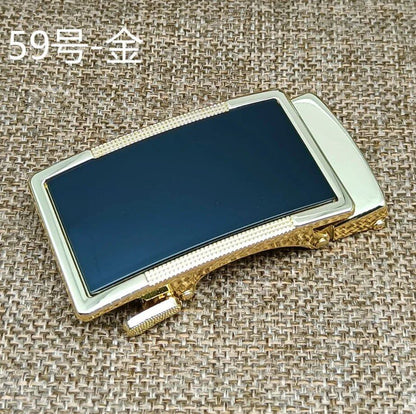 新作メンズ合金オートマティックバックルベルト 高品質ゴールドバックル ビジネスカジュアル 幅3.5cm ベルト（当社ベルト専用対応）  並行輸入品