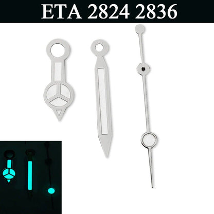 "Watch Hands, Silver, Green, Blue, Luminous Hands for NH35, NH36, ETA2824, 2836, Miyota8205, 8215, 821A, Meiju DG2813, 3804" Color: Parallel Import
