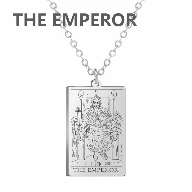 Stainless Steel Classic Tarot Card Pendant Necklace, Major Arcana, Gypsy Tarot, Divination Necklace, Jewelry, Mother's Day Gift, Parallel Import