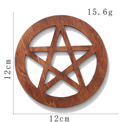 10cm Wooden Tree of Life Jewelry Display Tray with Quartz Crystal Wall Decor, Metatron's Cube, Star of David, Chakra, and Meditation Accessory (Imported)