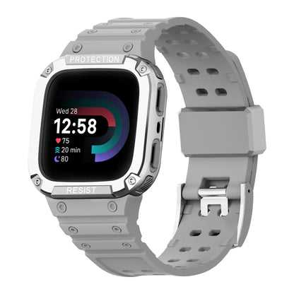 All-in-one strap with protective case for Fitbit Versa 1234 - Versa Lite/Sense compatible TPU drop-resistant sports replacement band. Band Color: Parallel Import