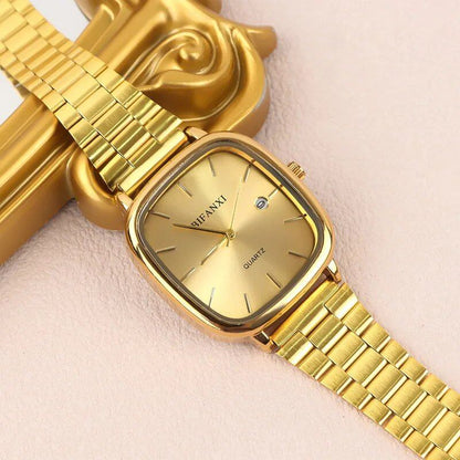 Business Men's Waterproof Quartz Watch with Luxury Blue Silver Steel Strap, Women's Fashion Calendar Watch, Wholesale, Parallel Import