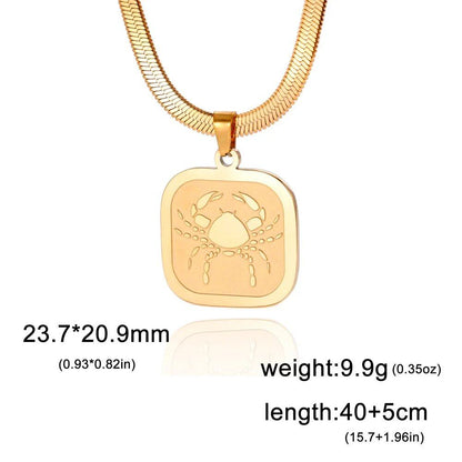 Women's 12 Zodiac Signs Necklace, Stainless Steel, Horoscope, Zodiac Pendant, Medallion, Snake Chain, Birthday Jewelry, "My Shape," 50cm Long; Metal Color: Parallel Import