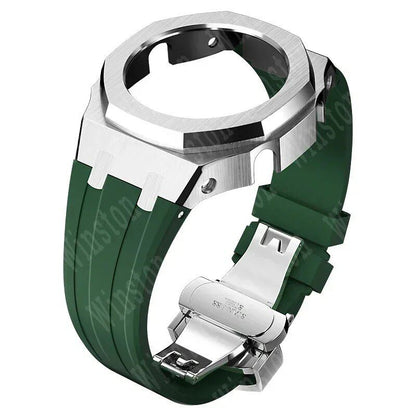 Casio Gen4 Metal Bezel Modification Kit for GA2100 with Stainless Steel Strap and Rubber Watch Case, Compatible with GEN4 GA2100/2110, Band Color: Parallel Import