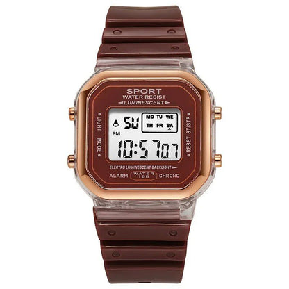 Fashion Brand Student-Friendly Transparent Electronic Watch, Candy Color LED, Women's Sports, Waterproof, Gift, Parallel Import