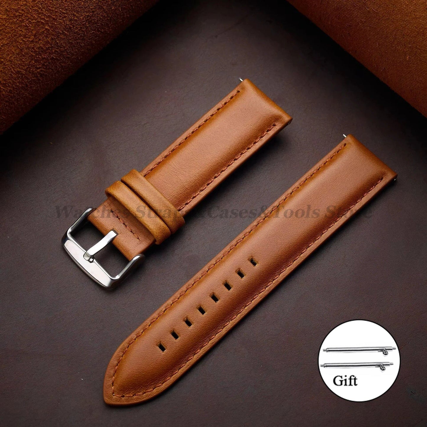Genuine Leather Watch Band, Vintage Style, 18mm, 20mm, 22mm, 24mm, 26mm, DW Compatible, Quick Release, Universal Wristband, Band Color: mm, Parallel Import