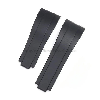 20mm Silicone and Rubber Watch Band for Rolex Submariner, Daytona GMT, and Deepsea, Waterproof Diver Strap, 9x9mm, Matte Buckle, Band Color: Black; Band Width: 20mm, No Logo, Parallel Import