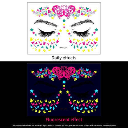 1/5/8-Piece 3D Face and Eye Tattoo Stickers for Party Makeup, Diamond Rhinestone Stickers, Self-Adhesive Mixed Crystal Face Decoration Stickers, Parallel Import