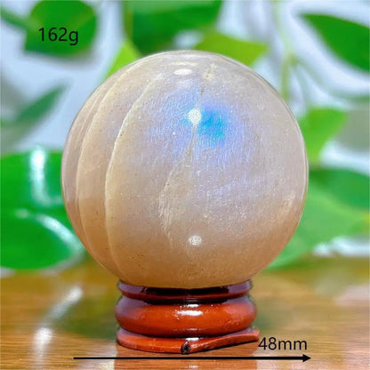 Moonstone Sphere Crystal, Natural Quartz Stone, Home Decor, Mineral, Reiki, Craft, Gift, Energy, Healing, Spiritual, Love, with Stand, Parallel Import