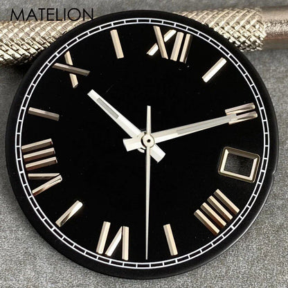 29mm Sunburst Dial Roman Dial Compatible with NH35, NH36, NH38, NH70, NH71, NH72, 4R35, and 4R36 Automatic Movement with Metallic Markers and DJ Hands (Parallel Import)