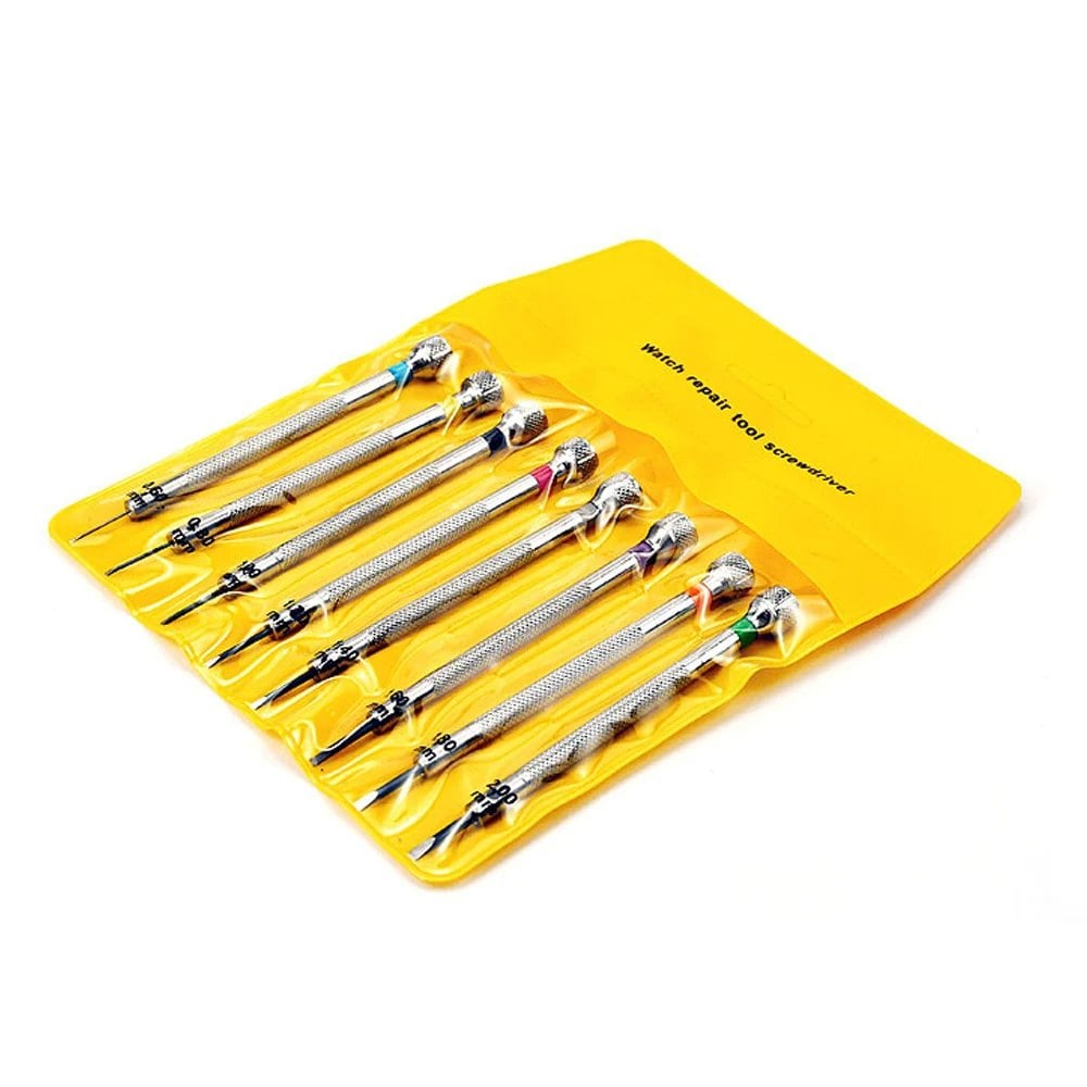 8-Piece Watch Repair Tool Set, 0.6mm-2.0mm Flathead Screwdriver, Professional Watchmaker Movement Repair Kit, Color: 8-Piece Set, Parallel Import