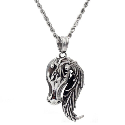 316L Stainless Steel Zodiac Cock Pendant &amp; Necklace with Steel Ball Chain, Unique Walking Chicken Necklace, Metal Color, Parallel Import