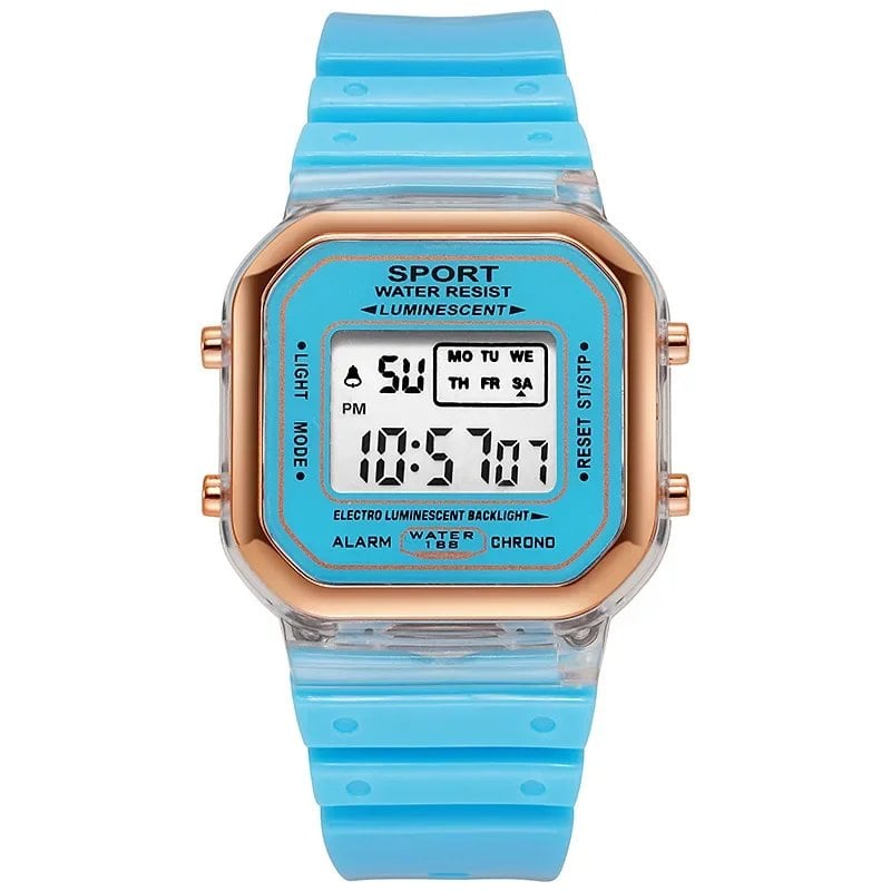 Fashion Brand Student-Friendly Transparent Electronic Watch, Candy Color LED, Women's Sports, Waterproof, Gift, Parallel Import