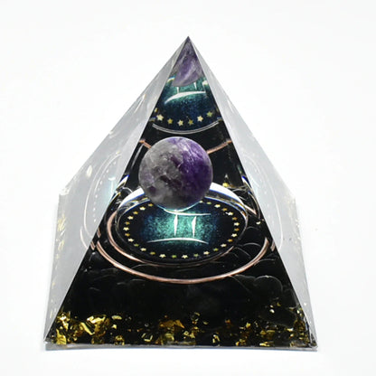 12 Zodiac Signs Orgonite Pyramid, 5cm, Horoscope Healing, Natural Quartz Crystal, Lucky Energy, Chakra, Reiki, Orgonite, Power Stone, Birthday Gift, Parallel Import