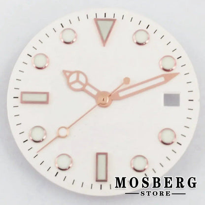 28.5mm White Luminous Dial with Hands (Compatible with NH35/NH36/ETA 2824/2836/Miyota 8215/8205/DG2813/3804) Parallel Import