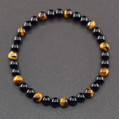 6mm Natural Red Striped Agate Bead Bracelet for Women with Black Tourmaline Beads, Spiritual Protection Stone, Pulsera, Wristband, Parallel Import