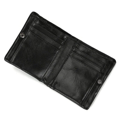 Newsbirds Leather Short Wallet, Card Case, Bifold, Coin Purse, Men's, Genuine Cowhide Leather with Zipper, Parallel Import