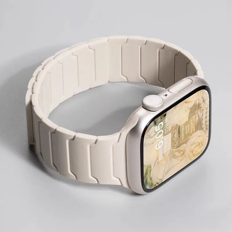 Magnetic Silicone Band for Apple Watch Ultra 2, 49mm, 45mm, 41mm, Series 9/8/7/6/SE/5/4, 38mm, 40mm, 42mm, 44mm, Band Color: mm, Parallel Import