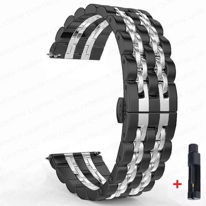 22mm and 20mm Stainless Steel Bands for Samsung Galaxy Watch 3, 4, 5 (45mm), Gear S3 (46mm and 42mm), and Active 2 (40mm and 44mm) - Compatible with Amazfit BIP 2 and GTR. Band Color: mm; Ships from: Parallel Import