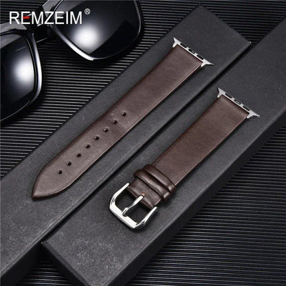 Genuine Leather Watch Strap for Apple Watch 8, 7, 6, SE, 5, 4, 3, 2, 38mm, 40mm, 41mm, 45mm, 44mm, 42mm, Blue, Band Color: mm, Parallel Import