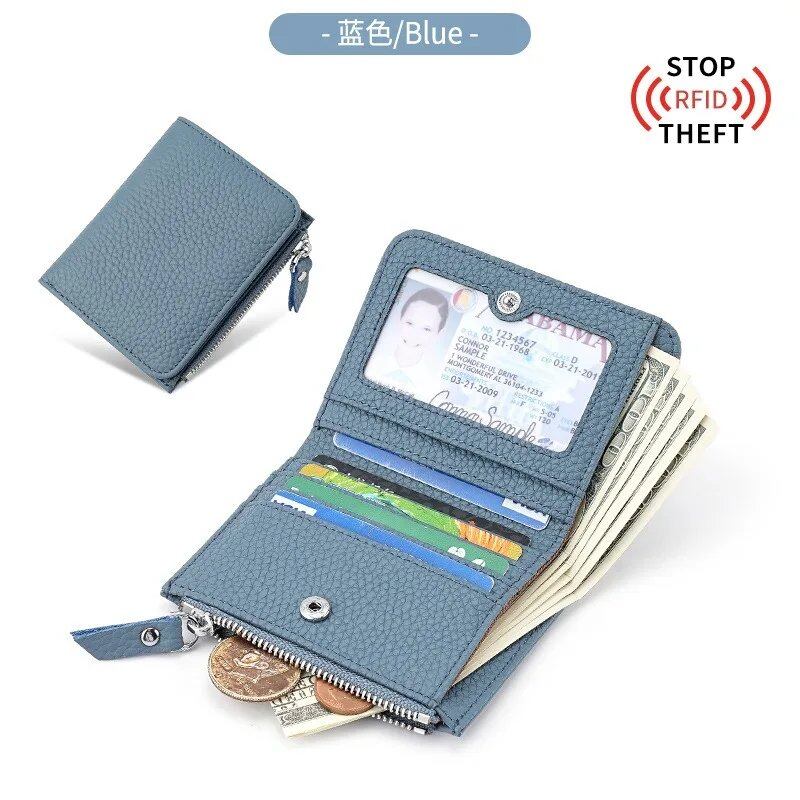 レディース財布 高級本革 赤 黒 小型ミニコインパース 留め金付きカードホルダー 女性用財布 ジッパー付き RFIDブロック  並行輸入品