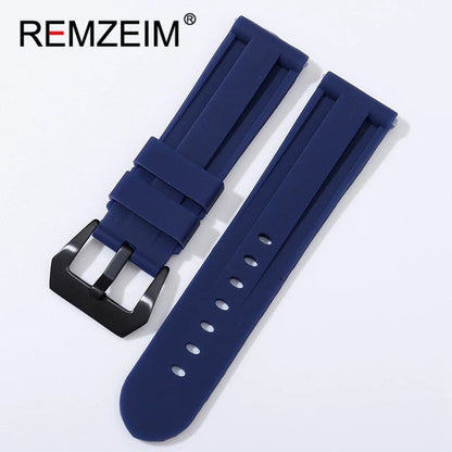 Soft Silicone Sports Watch Band, Waterproof, Men's Replacement Strap with Black Buckle, Compatible with 22mm, 24mm, and 26mm Watches, Band Color: mm, Parallel Import