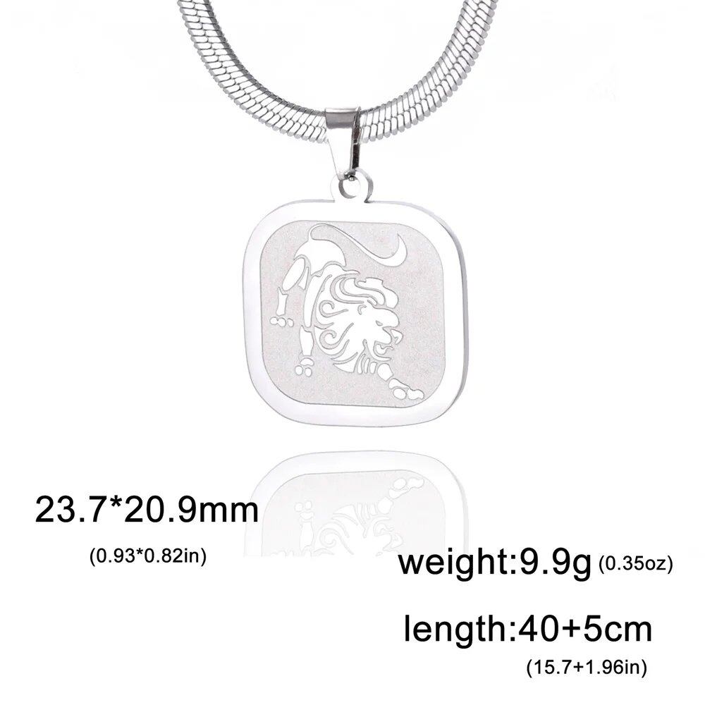Women's 12 Zodiac Signs Necklace, Stainless Steel, Horoscope, Zodiac Pendant, Medallion, Snake Chain, Birthday Jewelry, "My Shape," 50cm Long; Metal Color: Parallel Import