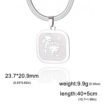 Women's 12 Zodiac Signs Necklace, Stainless Steel, Horoscope, Zodiac Pendant, Medallion, Snake Chain, Birthday Jewelry, "My Shape," 50cm Long; Metal Color: Parallel Import